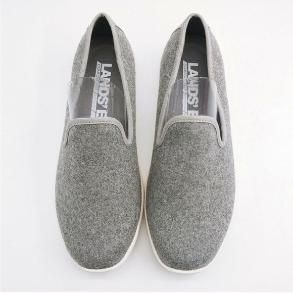 LANDS’ END Comfort Step Slip On Shoes Iron Gray Wool Blends Loafers Lightweight - Picture 1 of 10